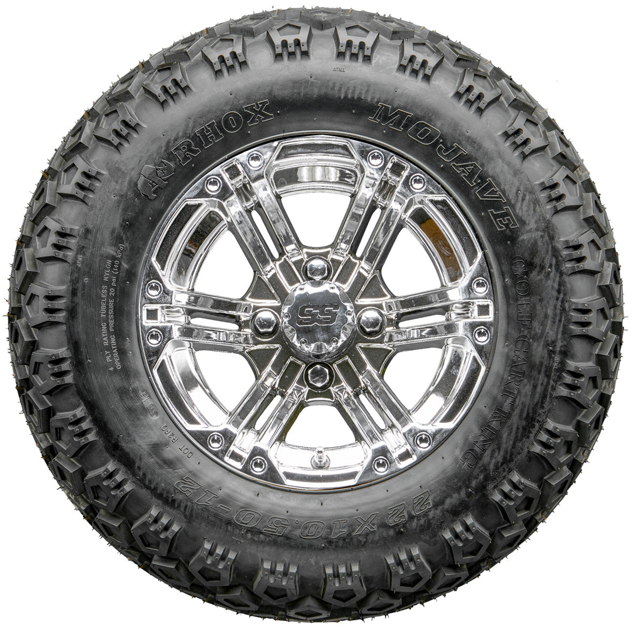 Golf Cart Wheels and Tires - RHOX RX322 Chrome 12" - All-Terrain