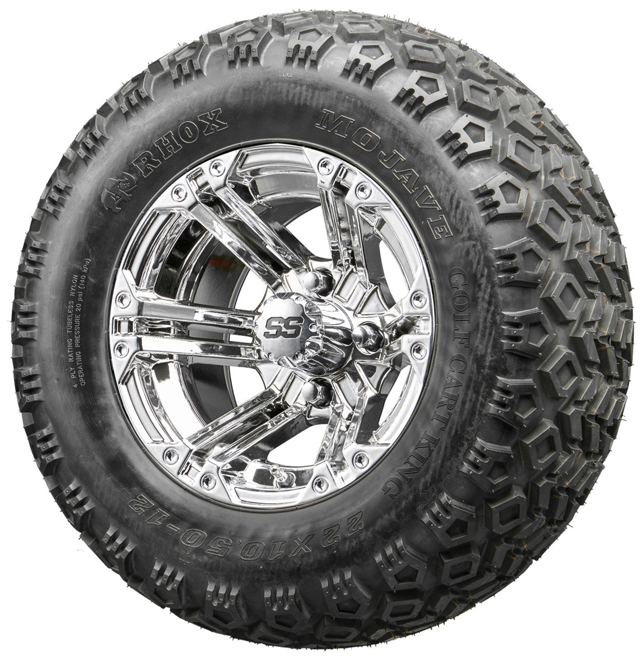 Golf Cart Wheels and Tires - RHOX RX322 Chrome 12" - All-Terrain