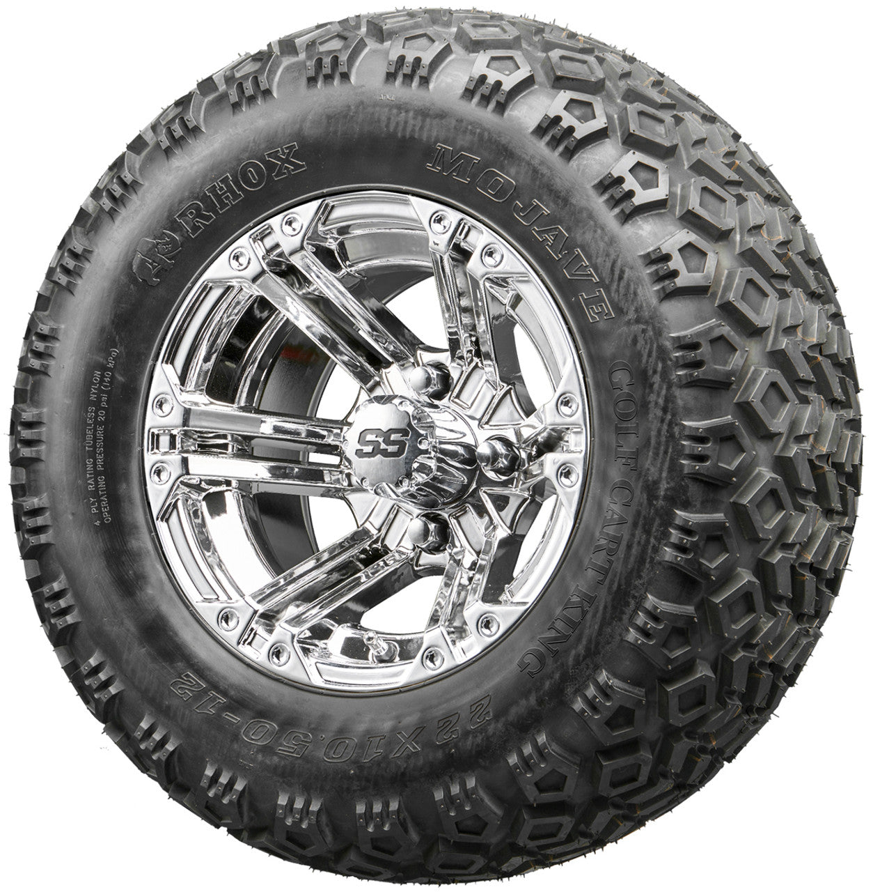 Golf Cart Wheels and Tires - RHOX RX332 Chrome 12" - All-Terrain