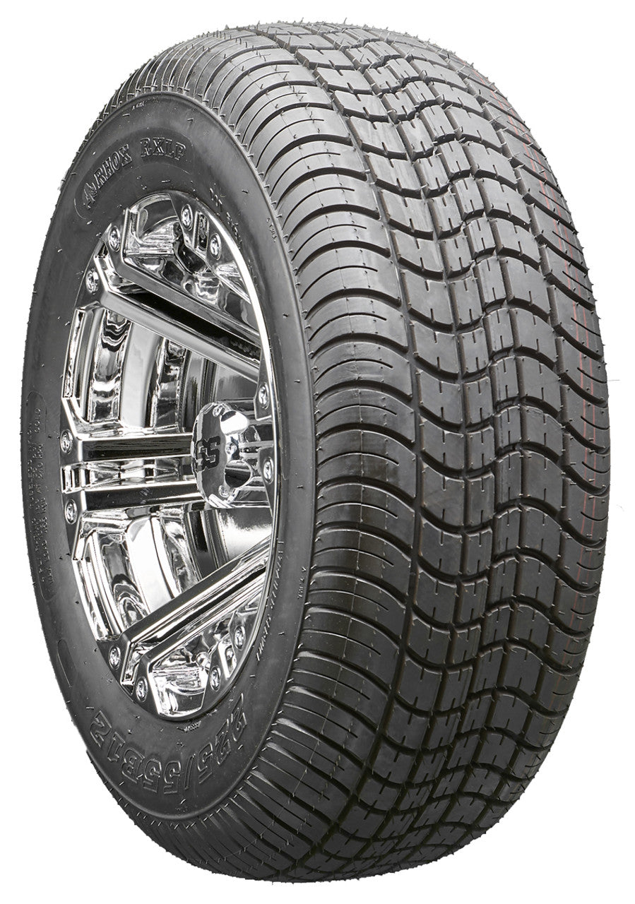 12" RHOX RX332 Chrome Wheels and LowPro Tires Combo