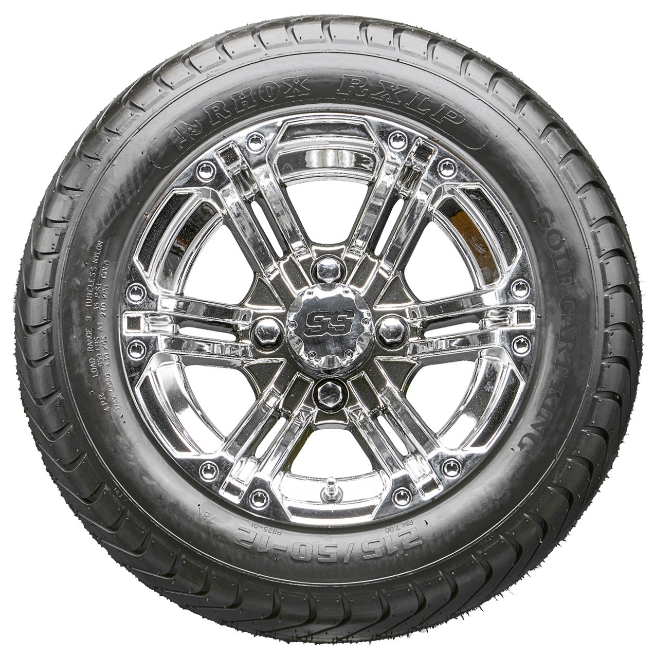 12" RHOX RX332 Chrome Wheels and LowPro Tires Combo