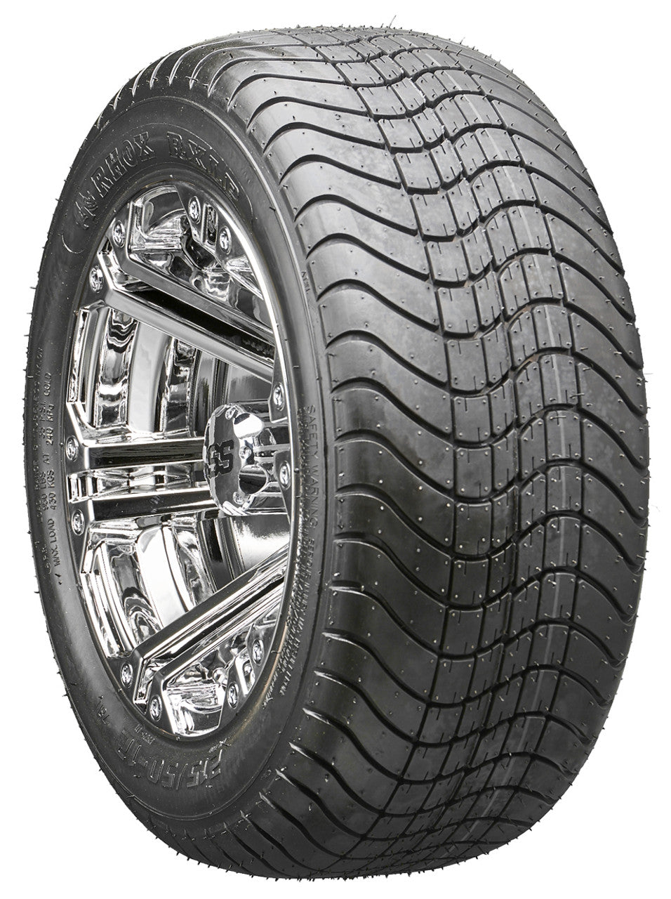 12" RHOX RX332 Chrome Wheels and LowPro Tires Combo