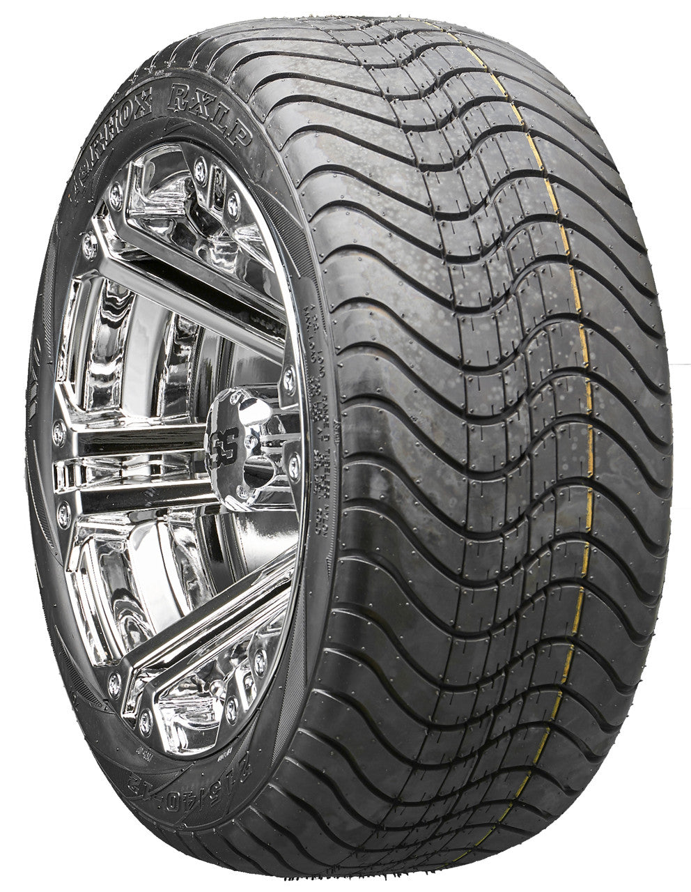 12" RHOX RX332 Chrome Wheels and LowPro Tires Combo