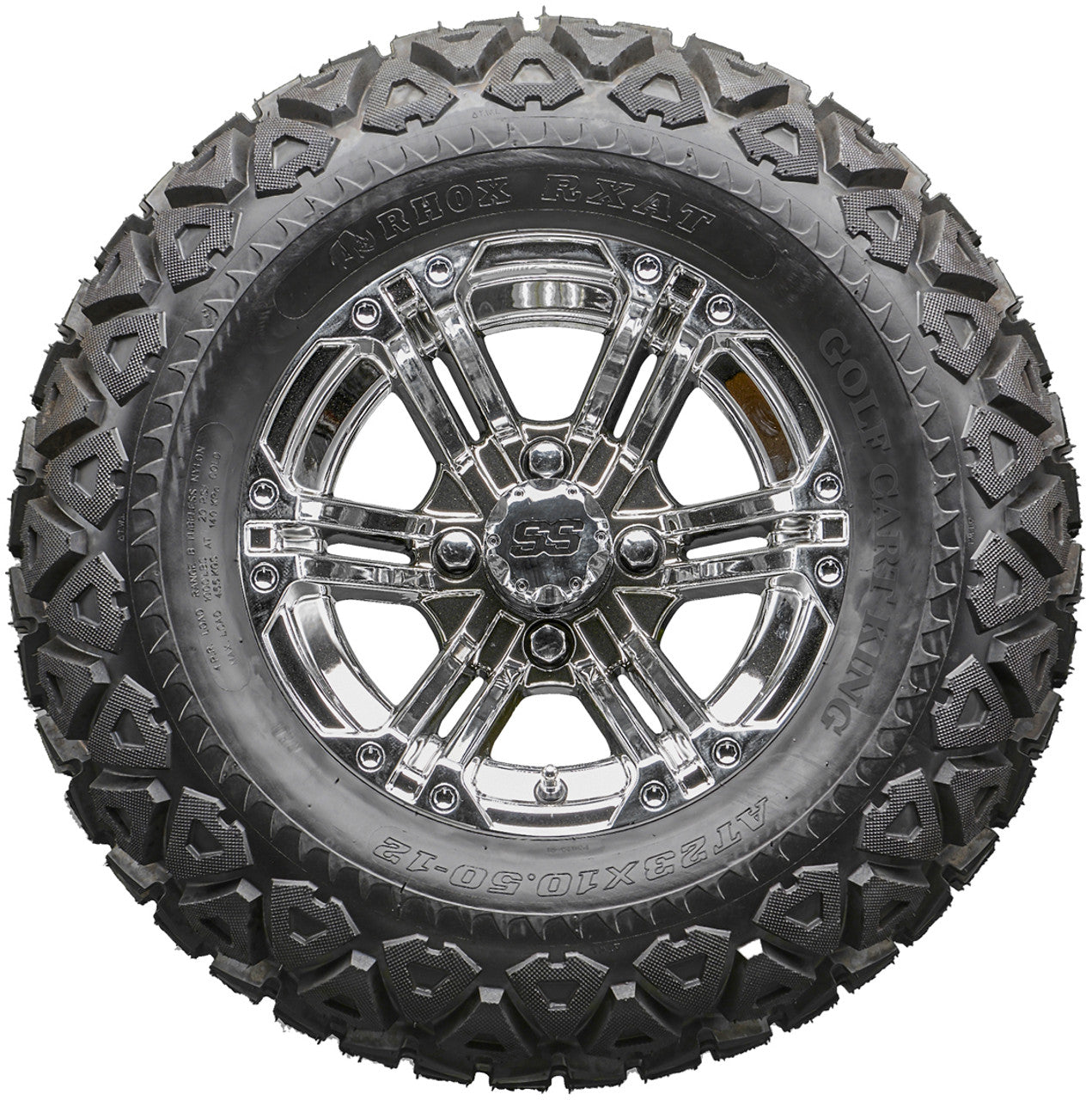 Golf Cart Wheels and Tires - RHOX RX332 Chrome 12" - All-Terrain