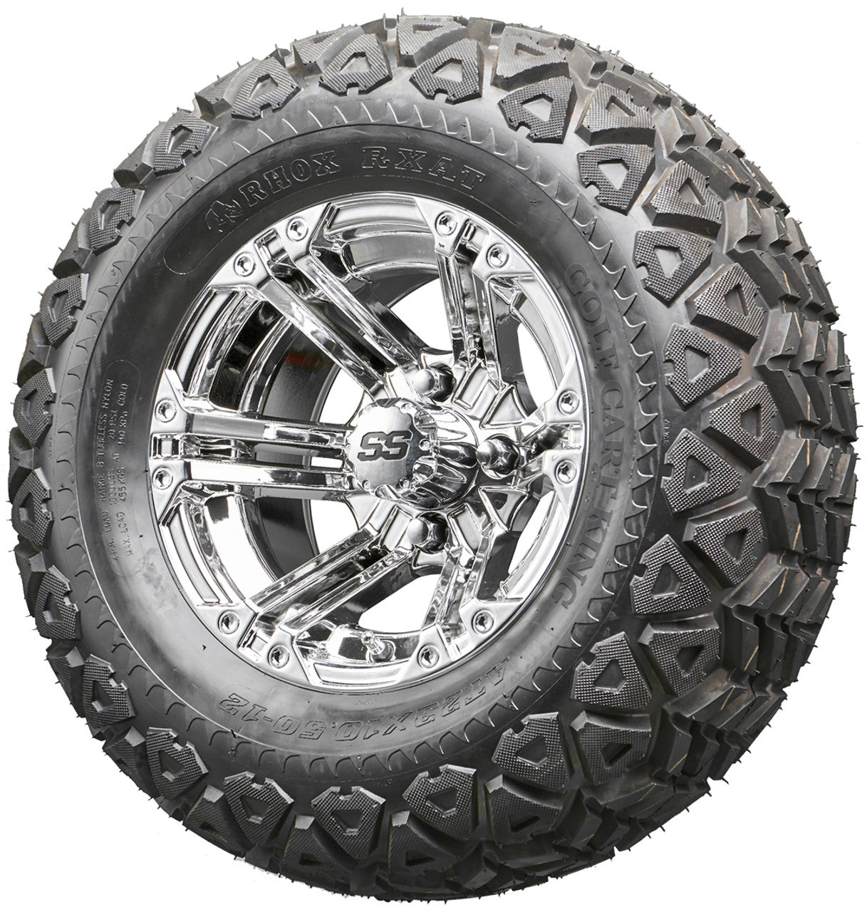 Golf Cart Wheels and Tires - RHOX RX332 Chrome 12" - All-Terrain