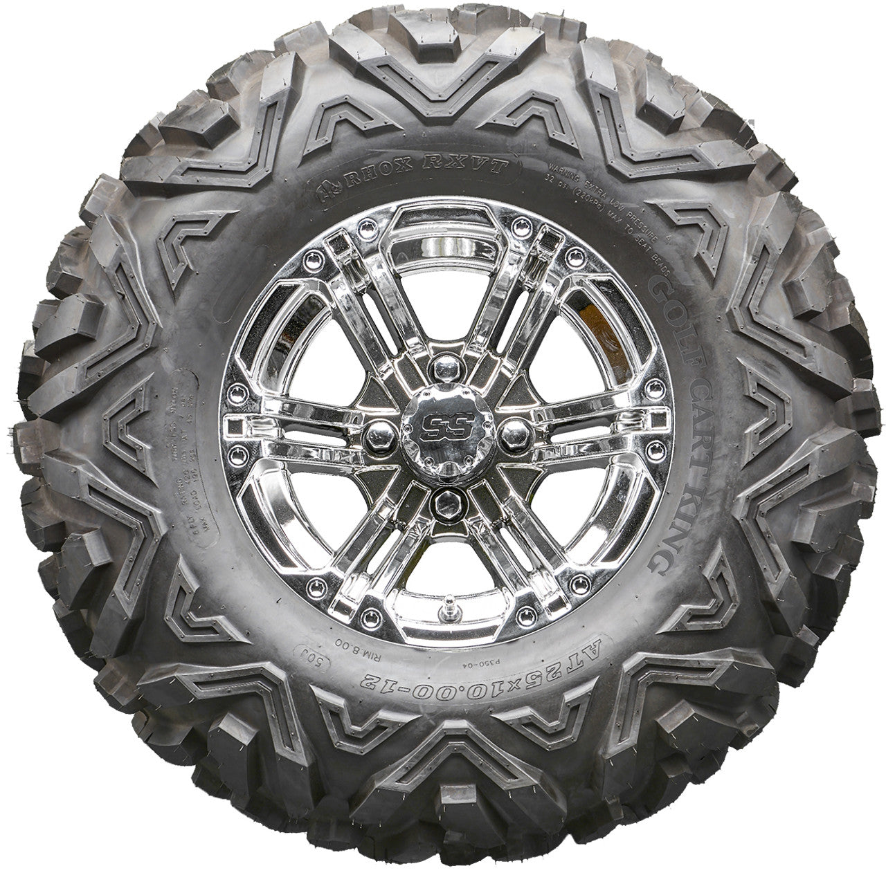 Golf Cart Wheels and Tires - RHOX RX332 Chrome 12" - All-Terrain