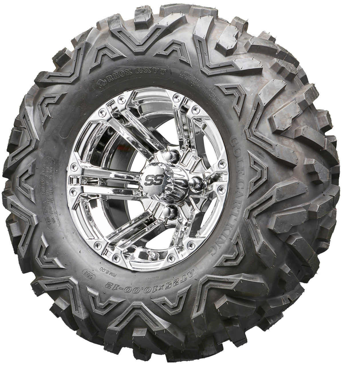 Golf Cart Wheels and Tires - RHOX RX332 Chrome 12" - All-Terrain