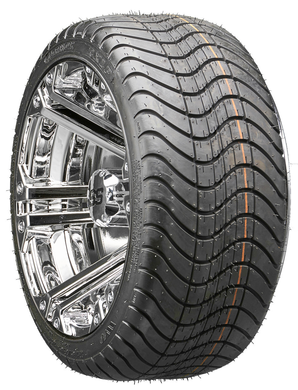 12" RHOX RX332 Chrome Wheels and LowPro Tires Combo