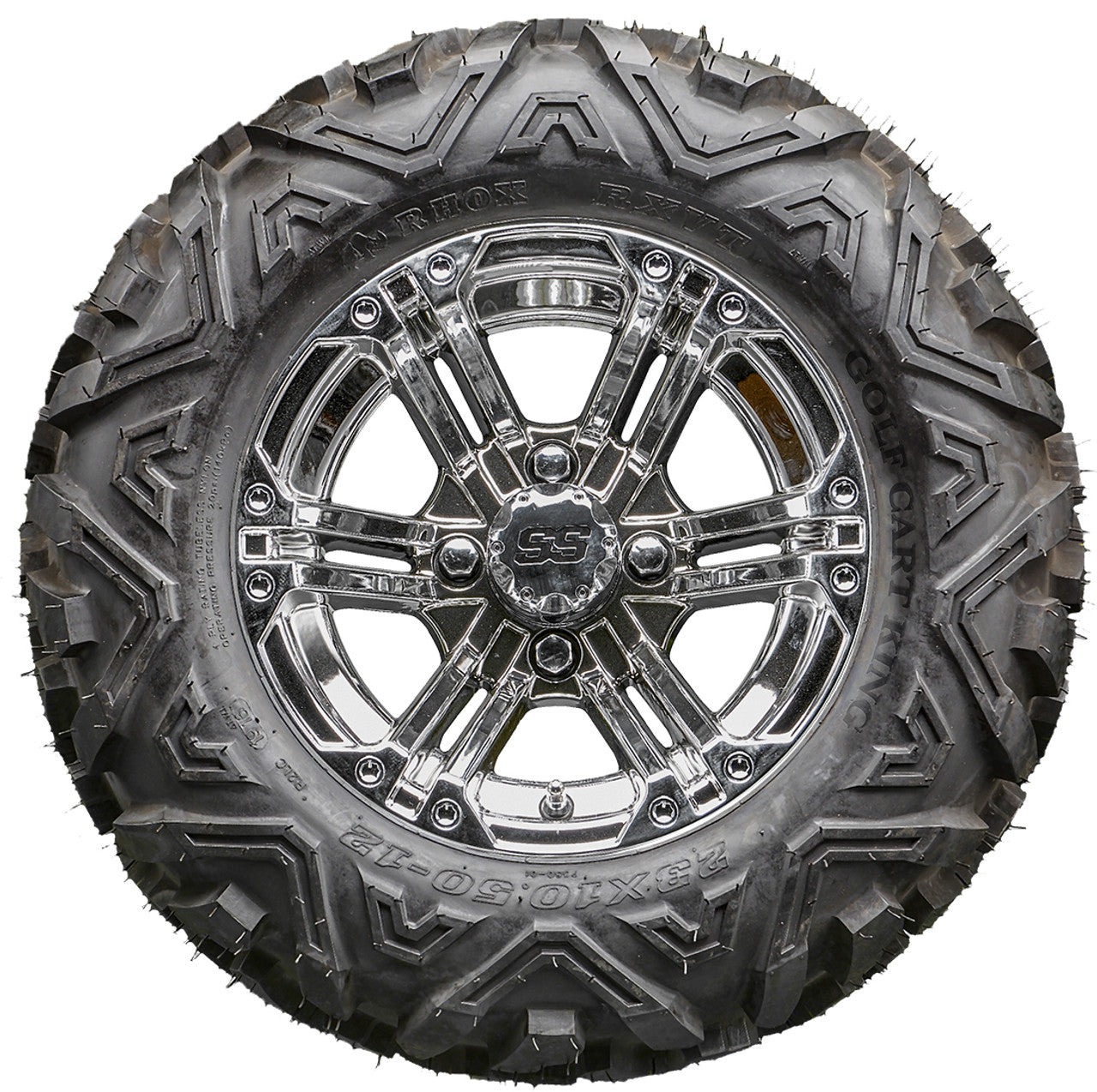 Golf Cart Wheels and Tires - RHOX RX332 Chrome 12" - All-Terrain