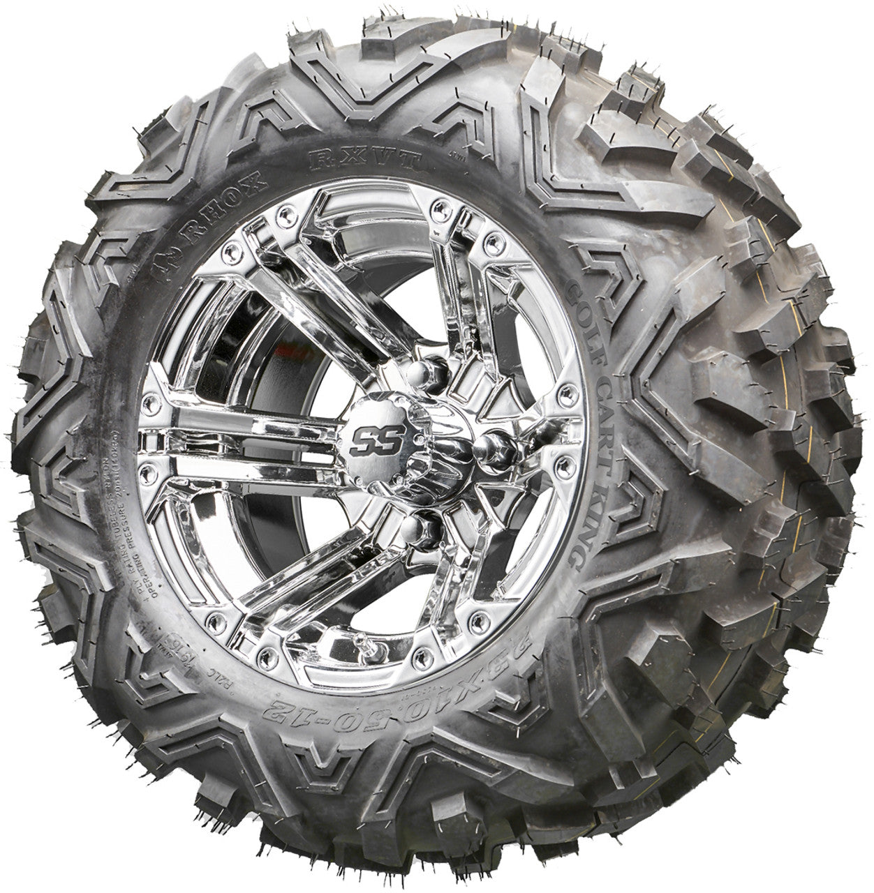 Golf Cart Wheels and Tires - RHOX RX332 Chrome 12" - All-Terrain