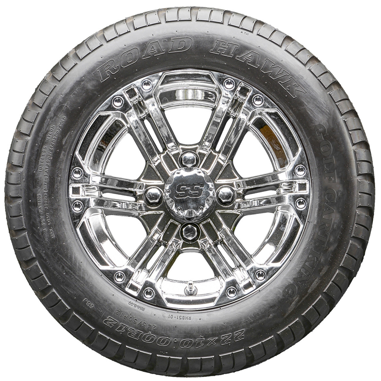 Golf Cart Wheels and Tires - RHOX RX332 Chrome 12" - All-Terrain
