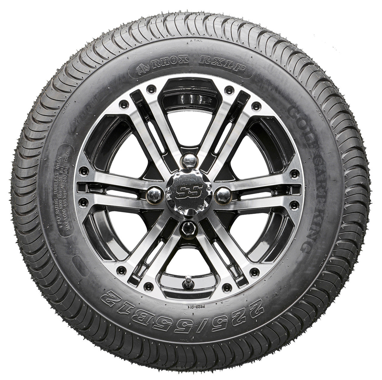 12" RHOX RX333 Machined Wheels and LowPro Tires Combo