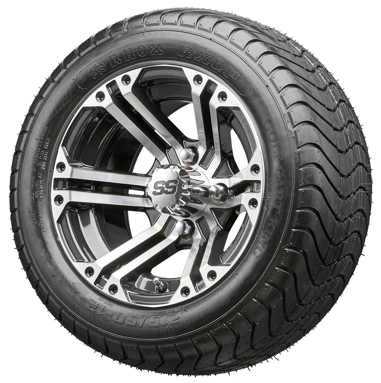 12" RHOX RX333 Machined Wheels and LowPro Tires Combo