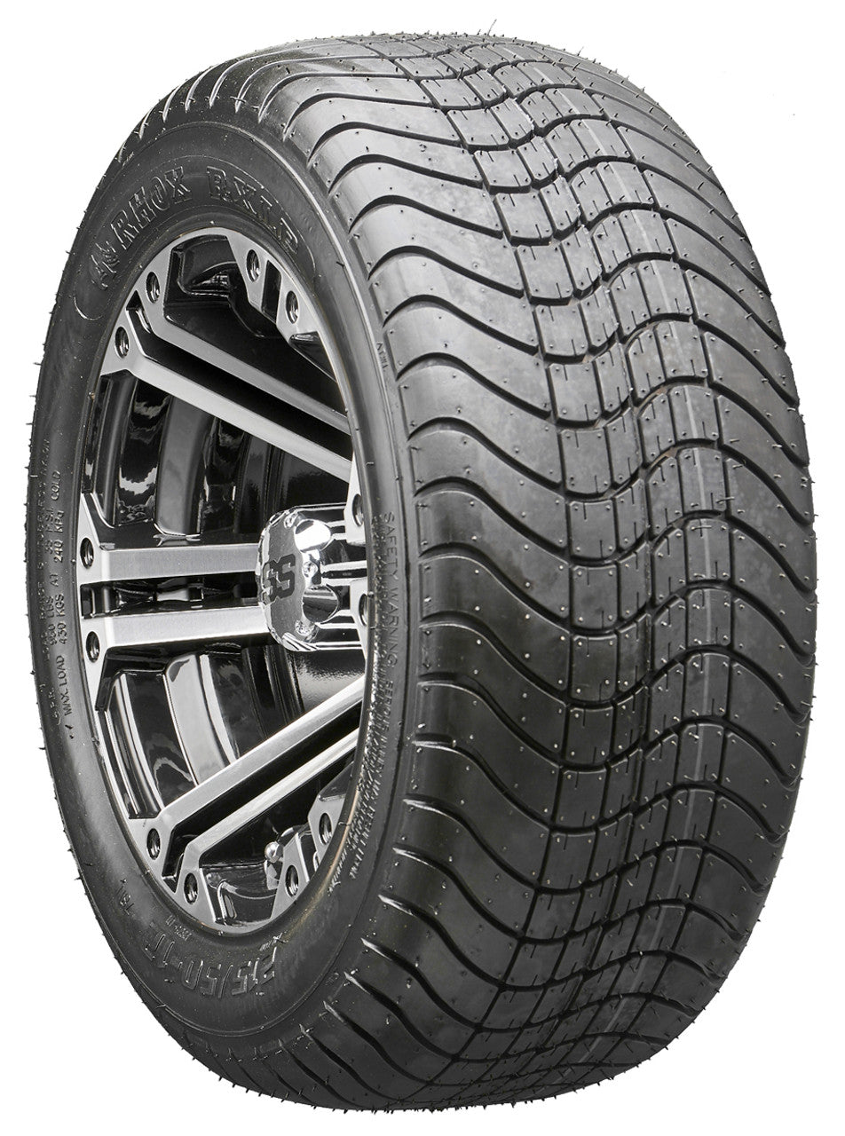 12" RHOX RX333 Machined Wheels and LowPro Tires Combo