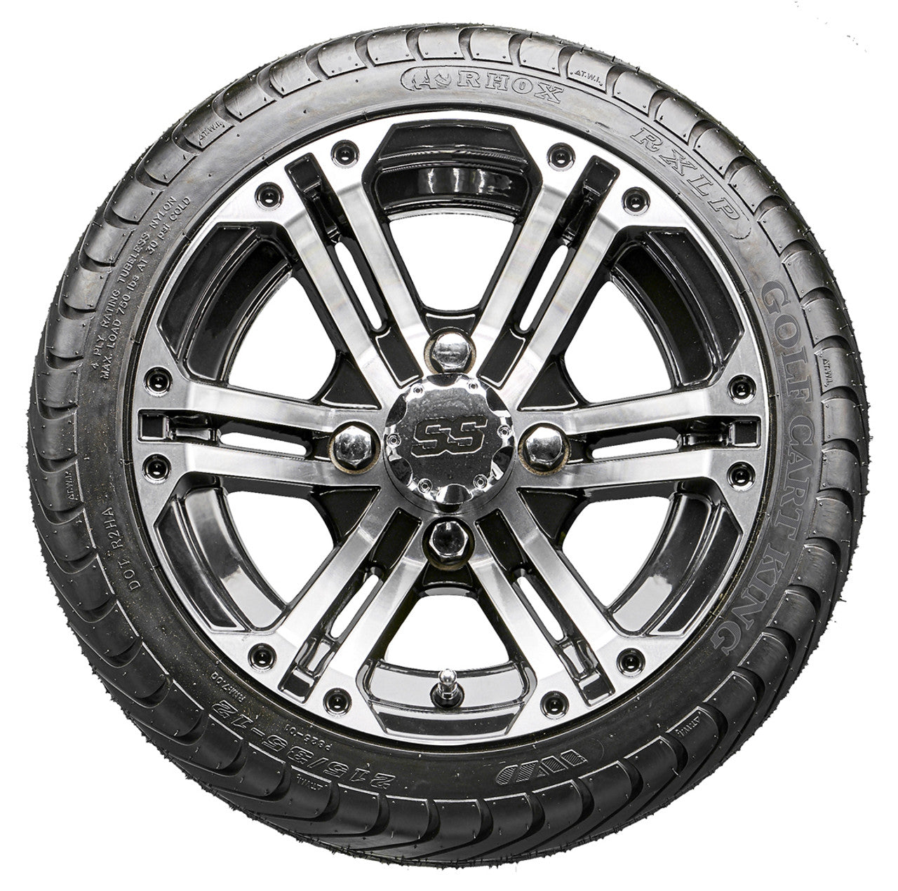 12" RHOX RX333 Machined Wheels and LowPro Tires Combo