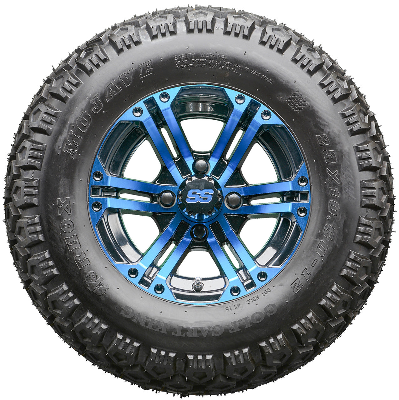 Golf Cart Wheels and Tires - RHOX RX334 Black and Blue 12" - All-Terrain