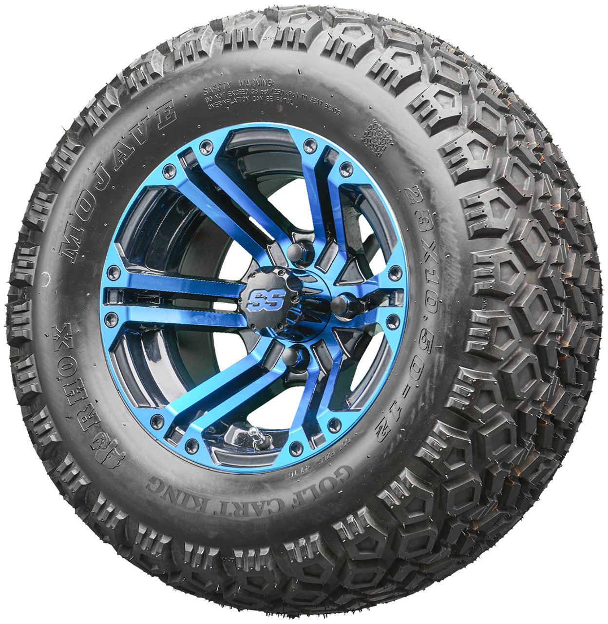 Golf Cart Wheels and Tires - RHOX RX334 Black and Blue 12" - All-Terrain