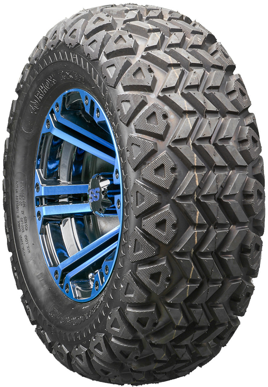 Golf Cart Wheels and Tires - RHOX RX334 Black and Blue 12" - All-Terrain