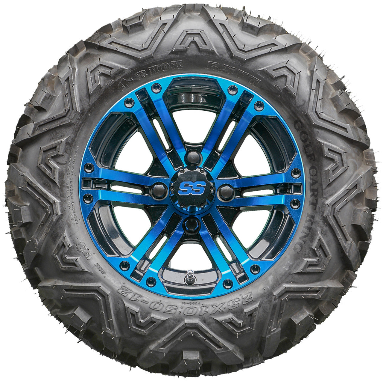Golf Cart Wheels and Tires - RHOX RX334 Black and Blue 12" - All-Terrain