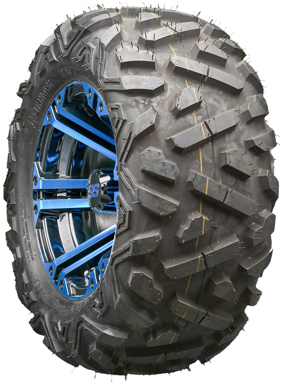 Golf Cart Wheels and Tires - RHOX RX334 Black and Blue 12" - All-Terrain