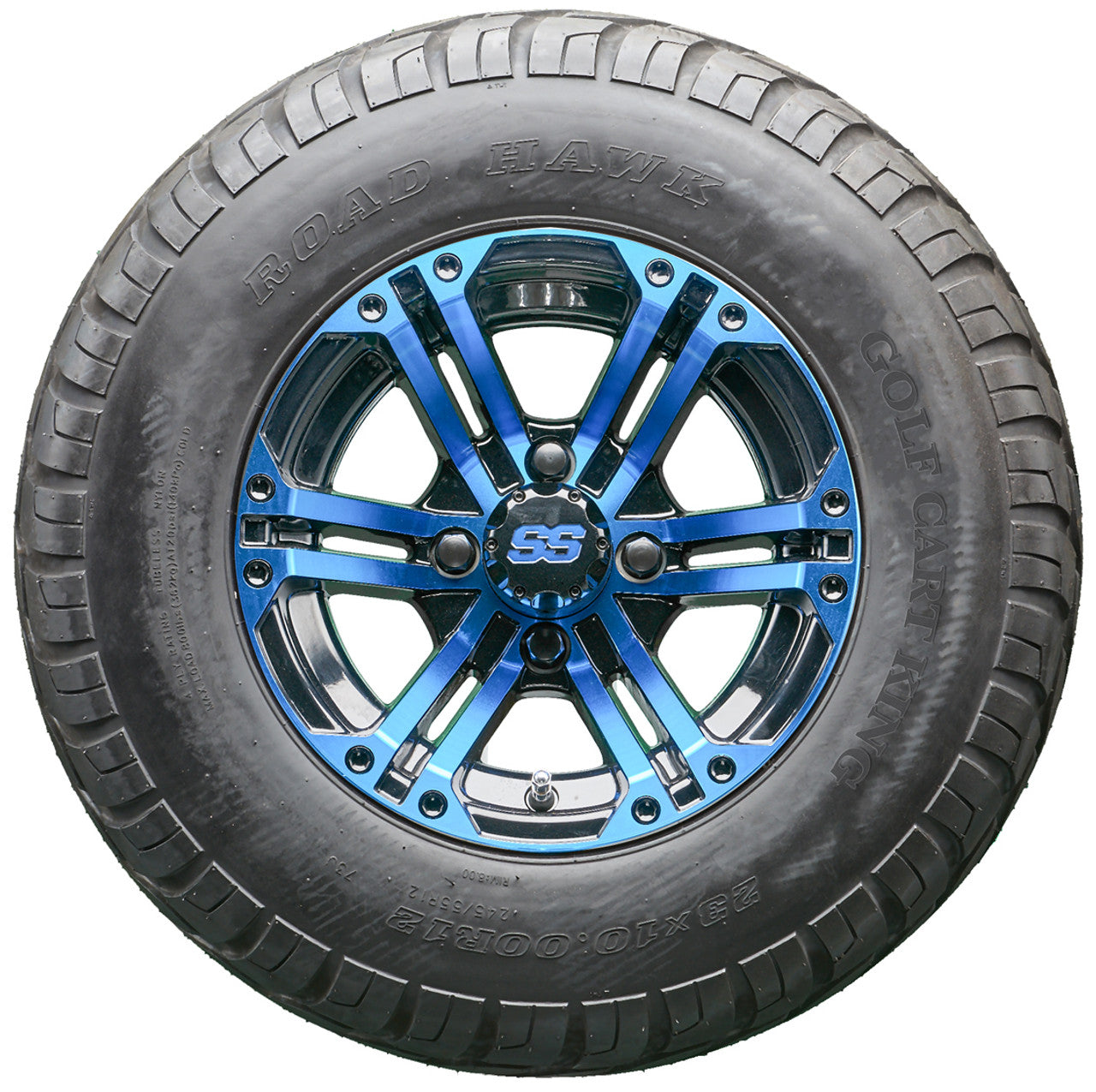 Golf Cart Wheels and Tires - RHOX RX334 Black and Blue 12" - All-Terrain