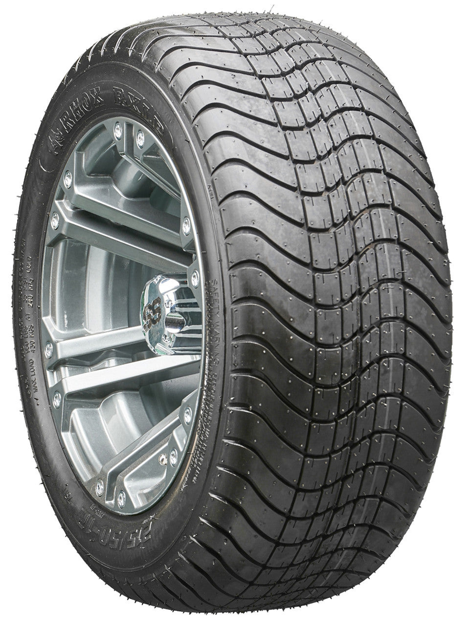 12" RHOX RX335 Gun Metal Gray Wheels and LowPro Tires Combo