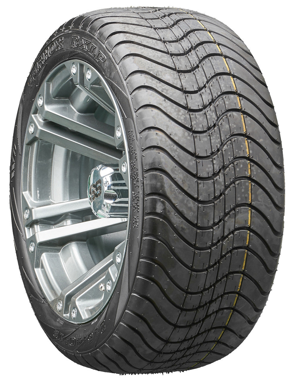 12" RHOX RX335 Gun Metal Gray Wheels and LowPro Tires Combo