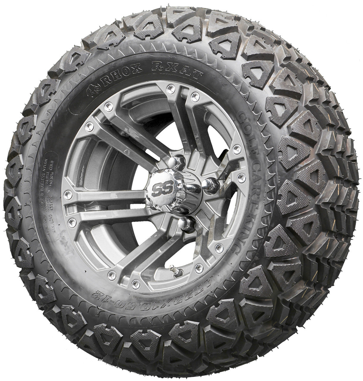 Golf Cart Wheels and Tires - RHOX RX335 Gun Metal 12" - All-Terrain