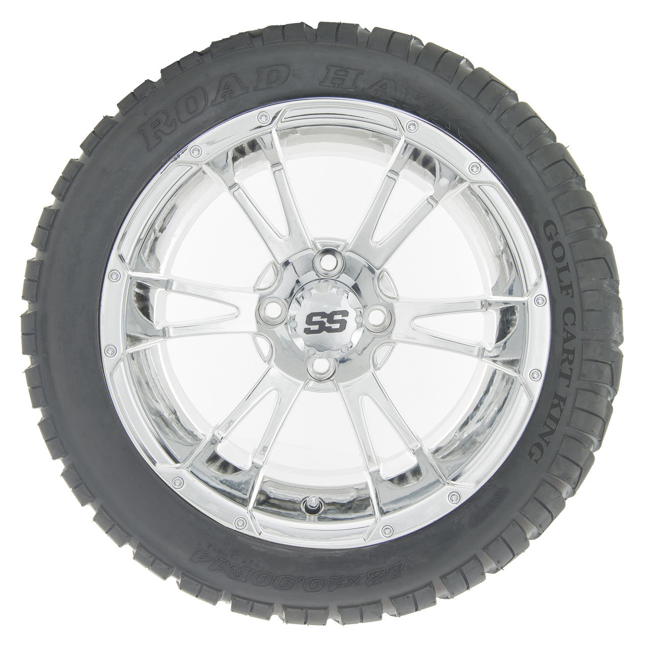 14" RHOX RX342 Chrome Wheels and Lifted Tires Combo