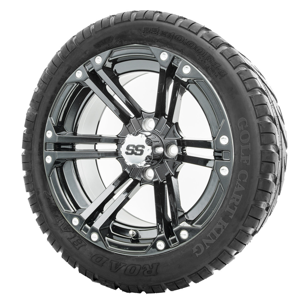 14" RHOX RX351 Gloss Black Wheels and Lifted Tires Combo