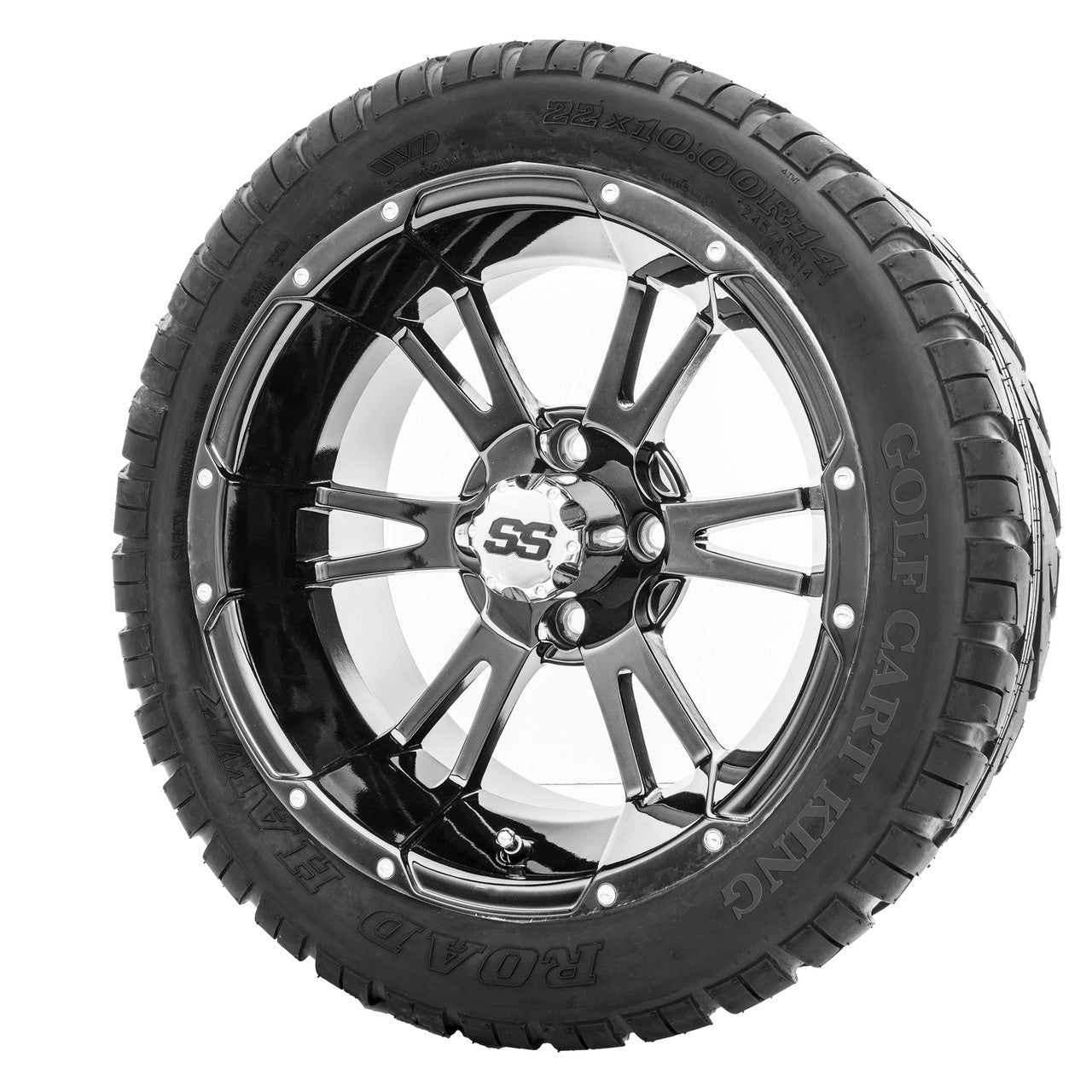 14" RHOX RX341 Black Wheels and Lifted Tires Combo