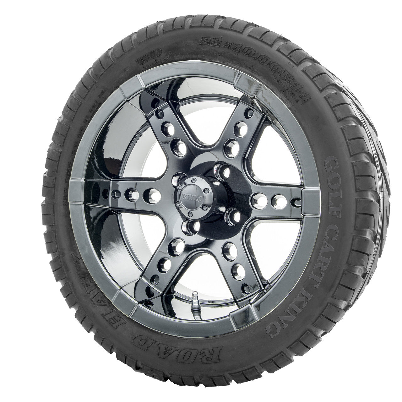 14" RHOX RX262 Black Wheels and Lifted Tires Combo