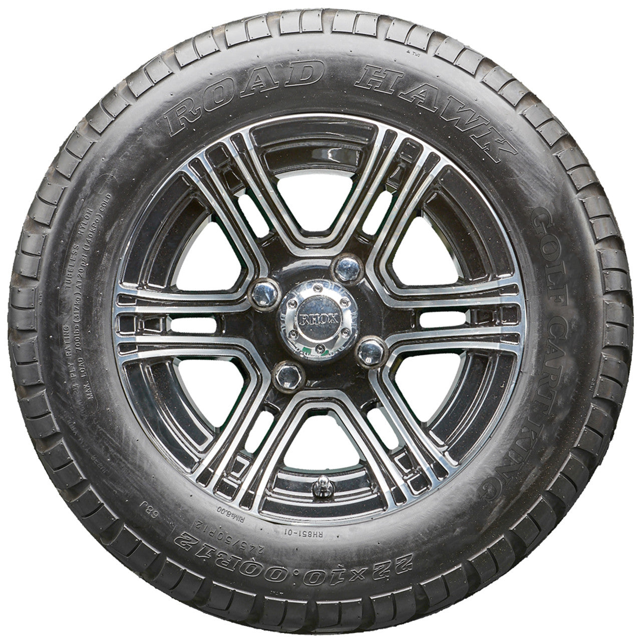 Golf Cart Wheels and Tires - RHOX RX360 Machined 12" - All-Terrain