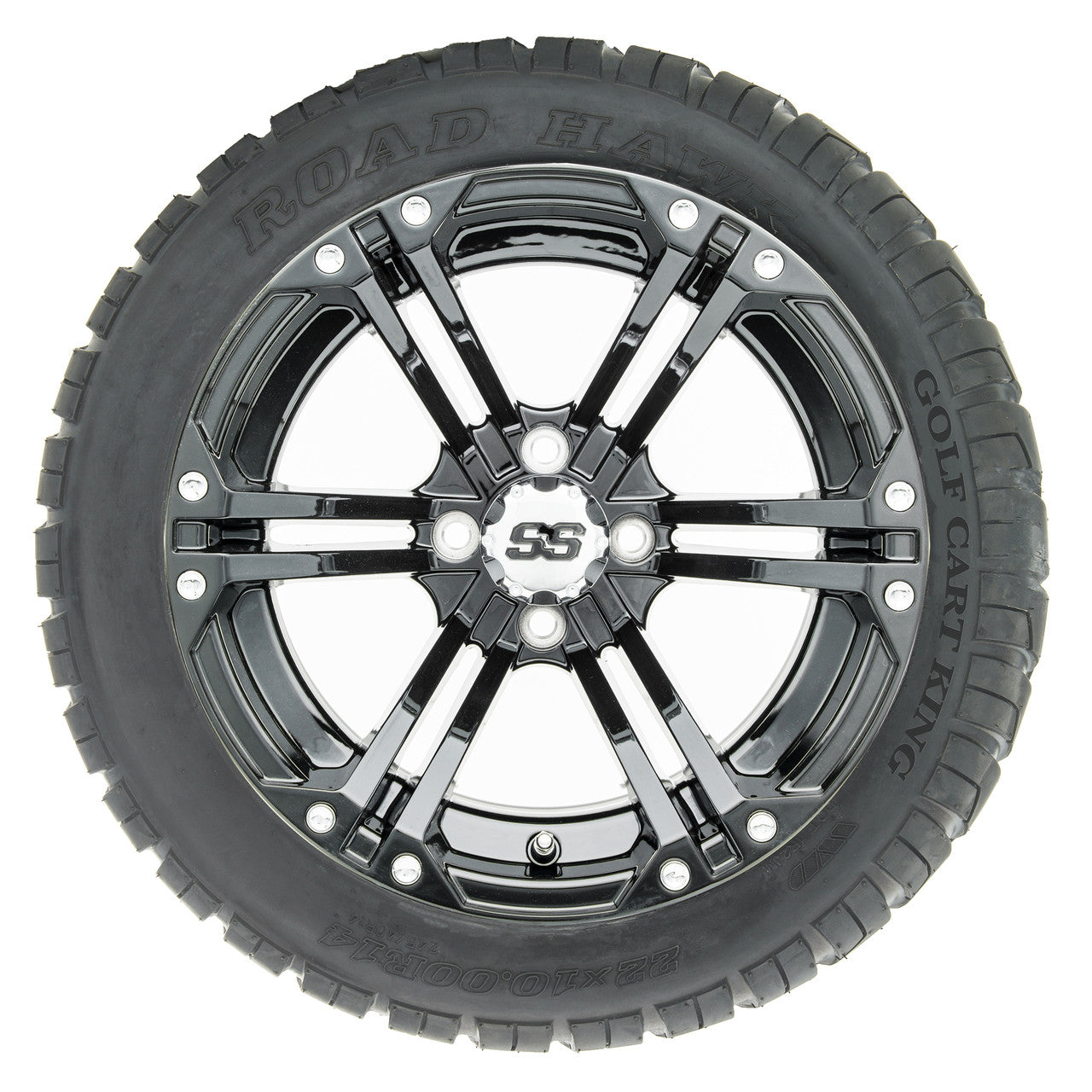 14" RHOX RX351 Gloss Black Wheels and Lifted Tires Combo