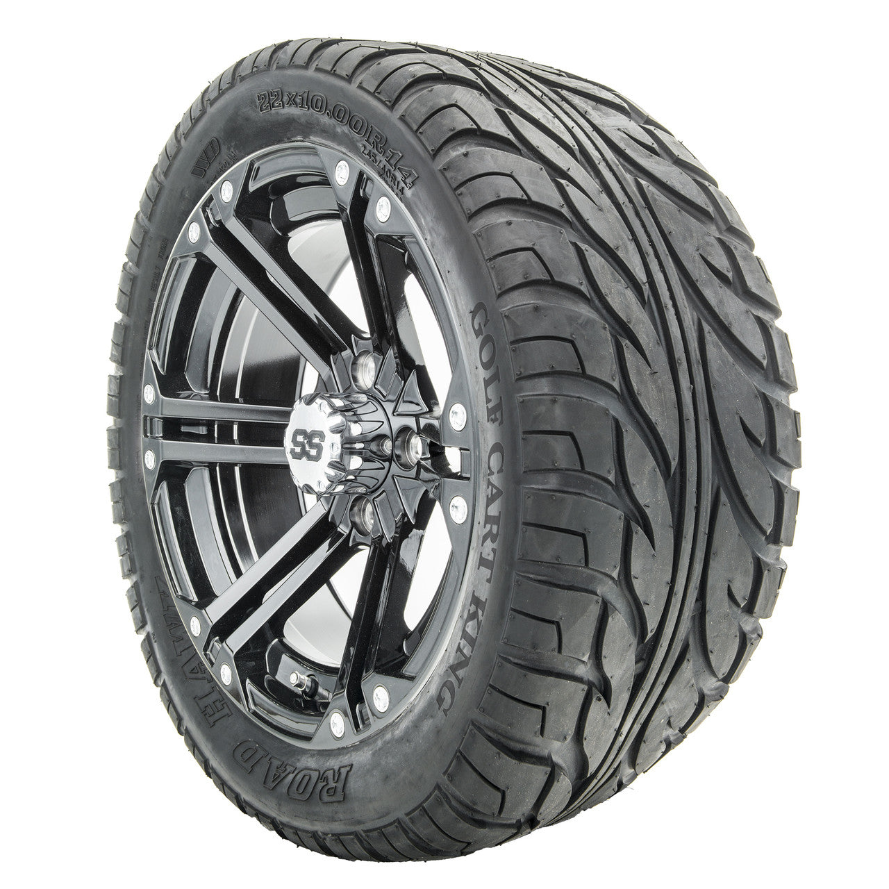 14" RHOX RX351 Gloss Black Wheels and Lifted Tires Combo