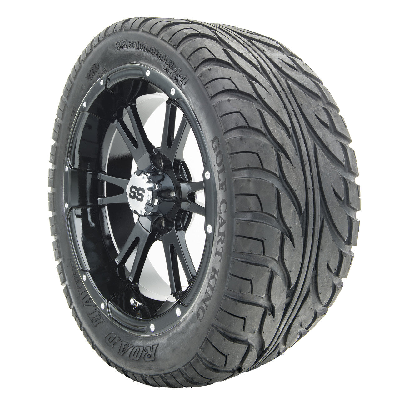 14" RHOX RX341 Black Wheels and Lifted Tires Combo