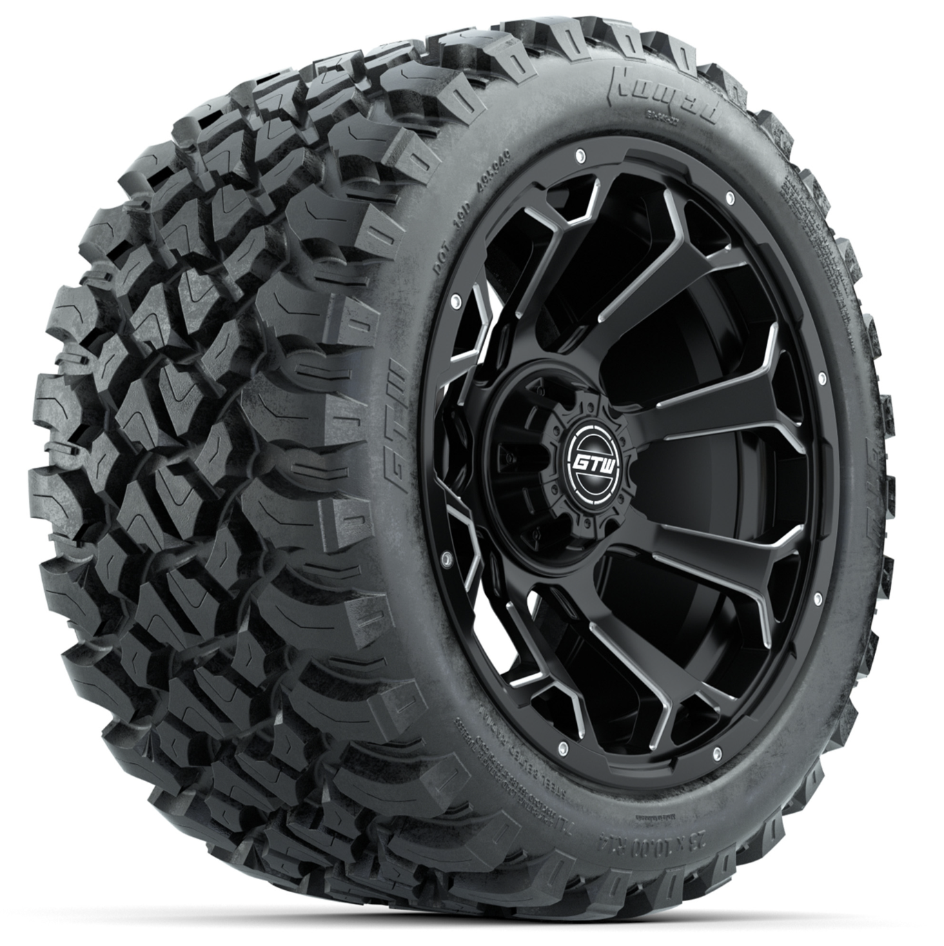 14-Inch GTW Raven Matte Black Off-Road Wheels on 23-Inch GTW Nomad Steel Belted Radial DOT Tires (Set of 4)