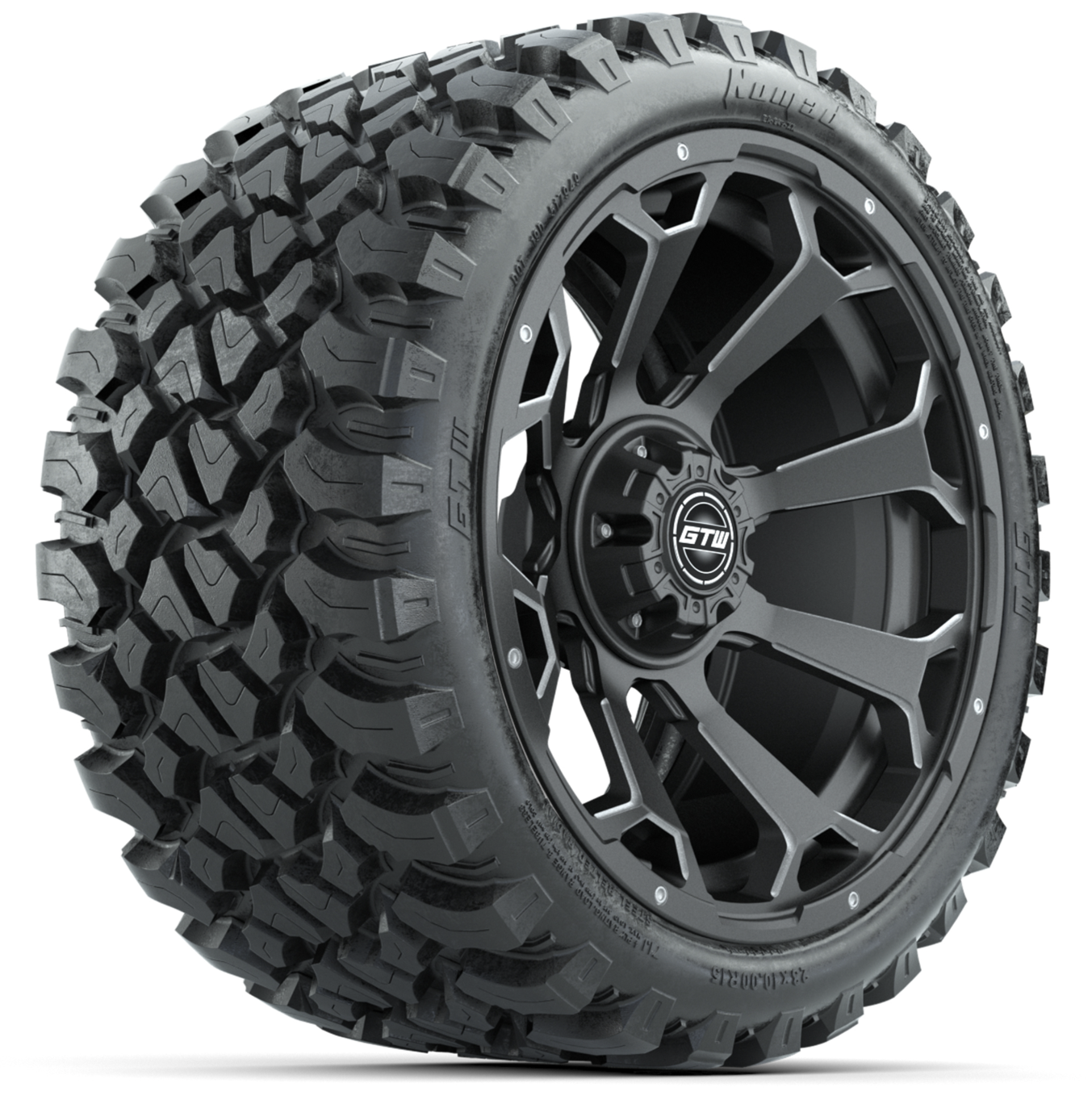 15-Inch GTW Raven Matte Gray Wheels with 23' GTW Nomad All-Terrain Tires (Set of 4)