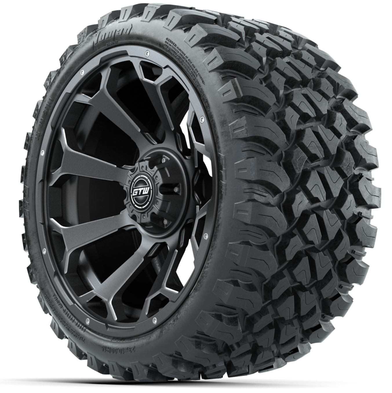 15-Inch GTW Raven Matte Gray Wheels with 23' GTW Nomad All-Terrain Tires (Set of 4)