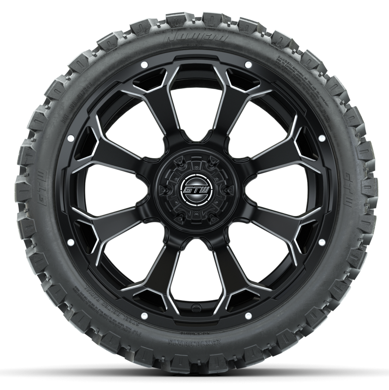 15-Inch GTW Raven Matte Black Wheels with 23' GTW Nomad All-Terrain Tires (Set of 4)