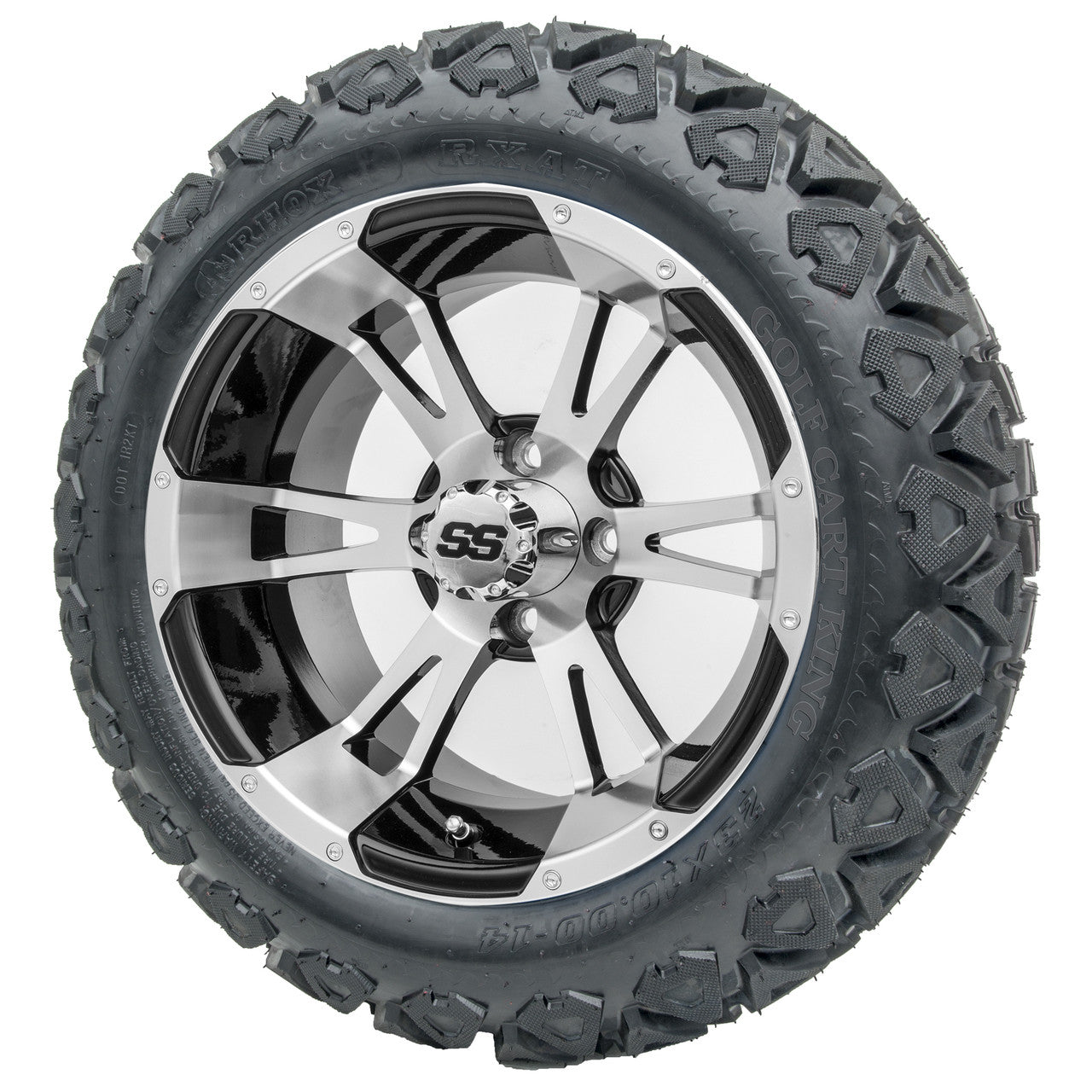 14" RHOX RX340 Machined Wheels and Lifted Tires Combo
