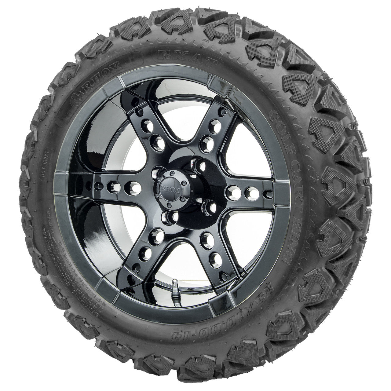 14" RHOX RX262 Black Wheels and Lifted Tires Combo