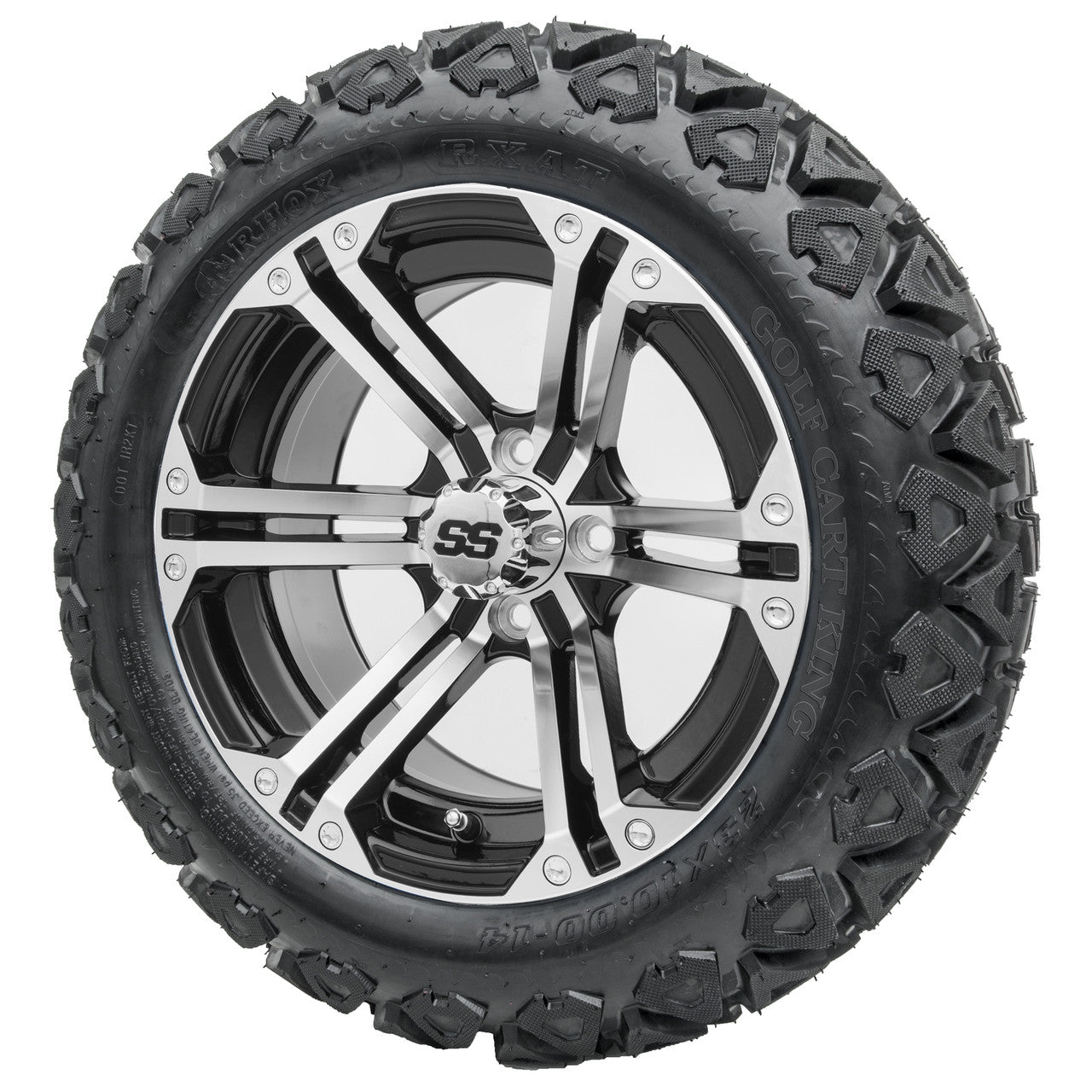 14" RHOX RX350 Machined Wheels and Lifted Tires Combo