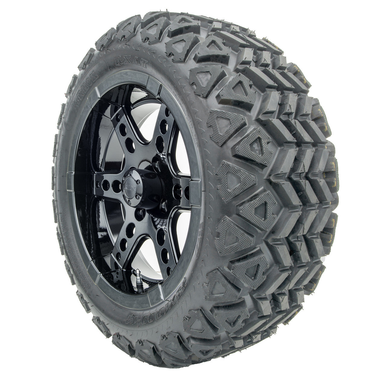 14" RHOX RX262 Black Wheels and Lifted Tires Combo