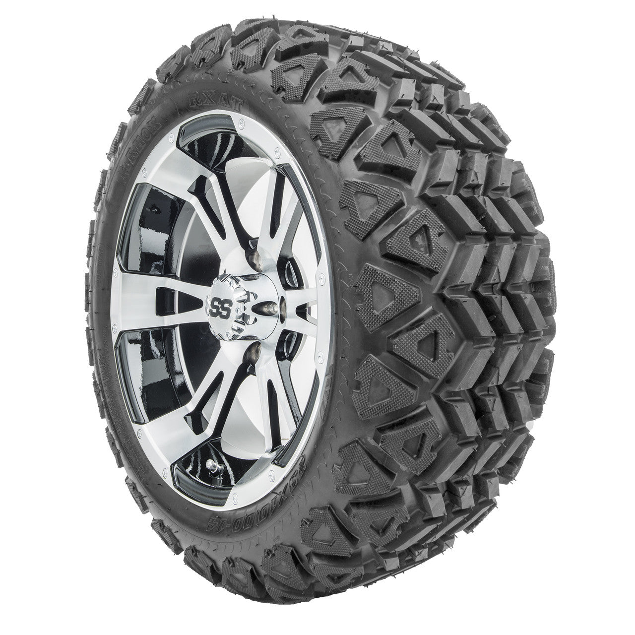 14" RHOX RX340 Machined Wheels and Lifted Tires Combo