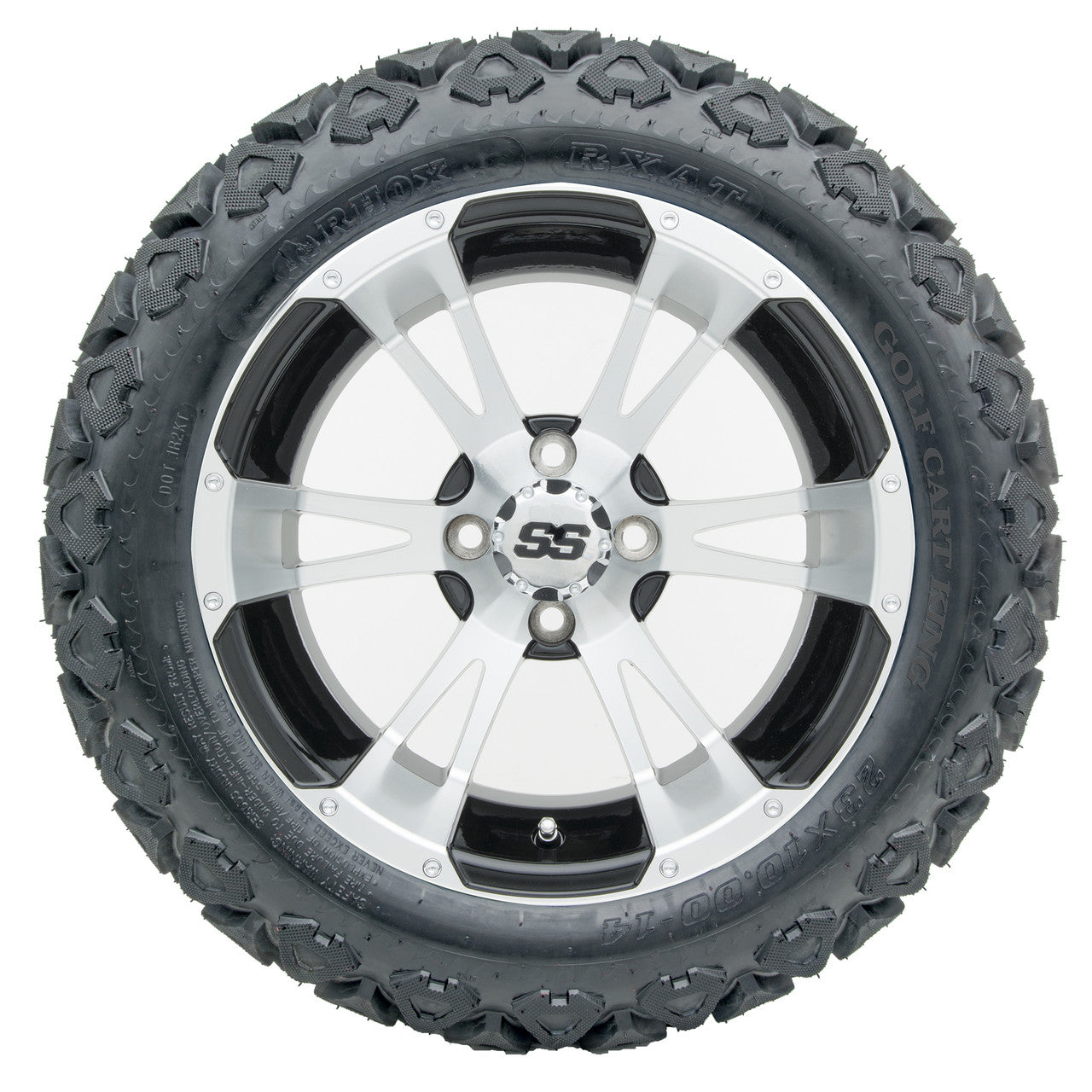 14" RHOX RX340 Machined Wheels and Lifted Tires Combo
