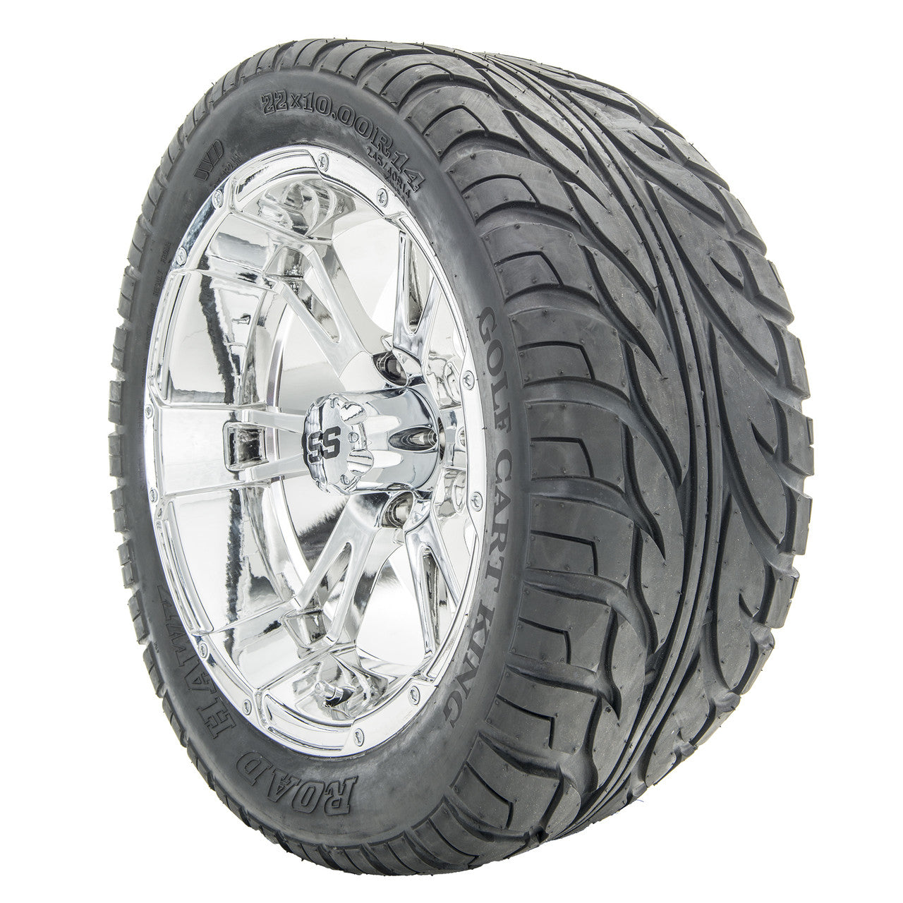 14" RHOX RX342 Chrome Wheels and Lifted Tires Combo