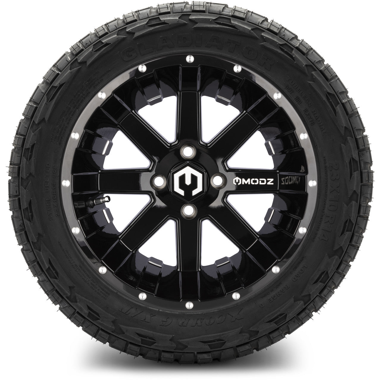 MODZ® 14" Assault Glossy Black Ball Mill - Lifted Tires and Wheels Combo