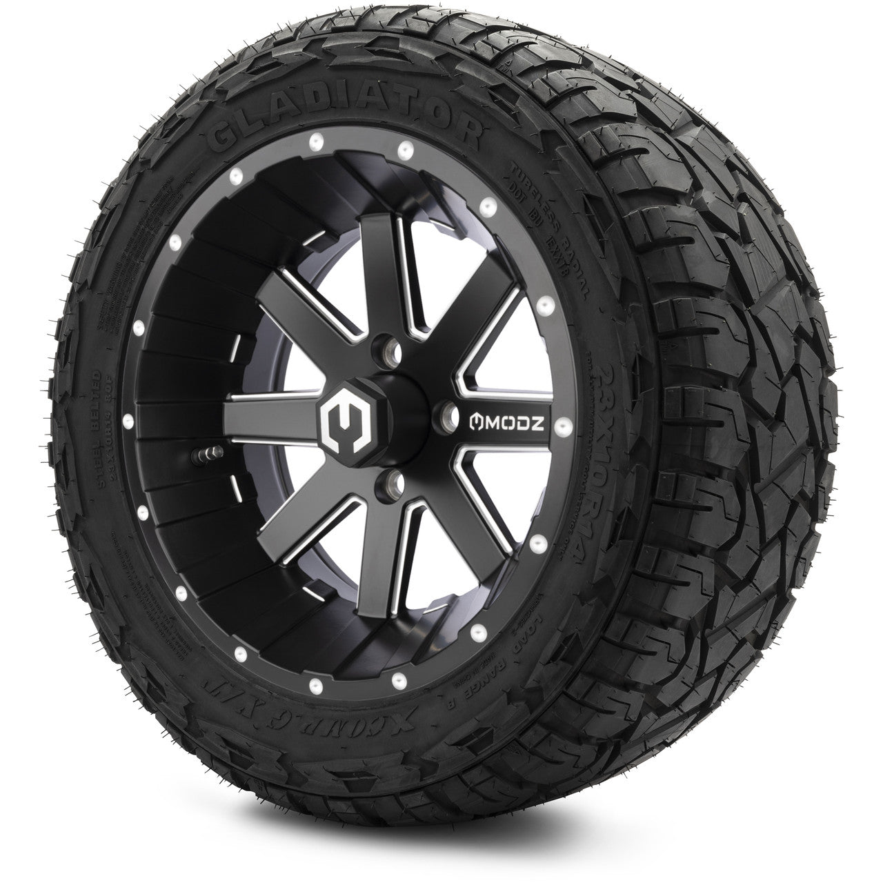 MODZ® 14" Assault Matte Black Ball Mill - Lifted Tires and Wheels Combo
