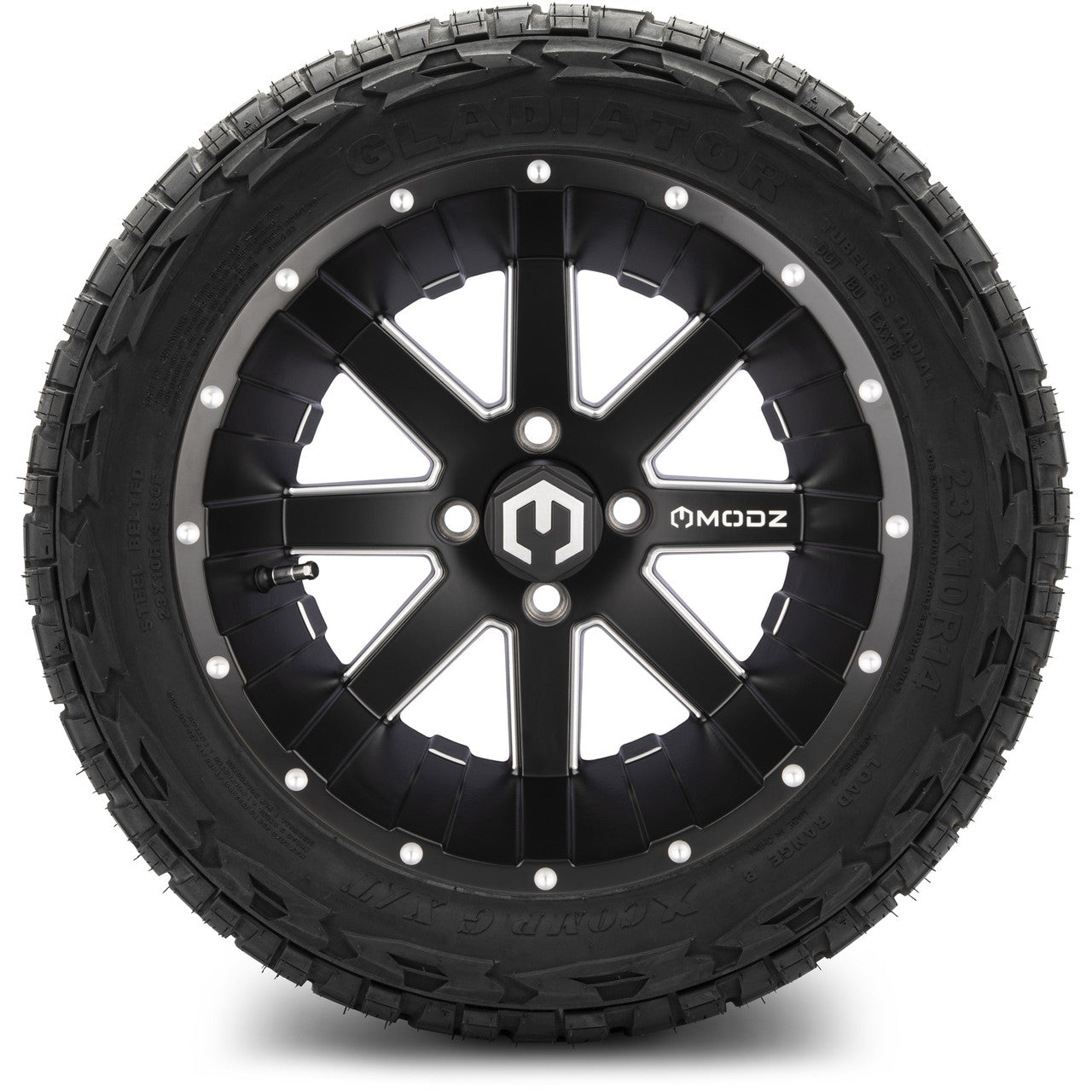 MODZ® 14" Assault Matte Black Ball Mill - Lifted Tires and Wheels Combo